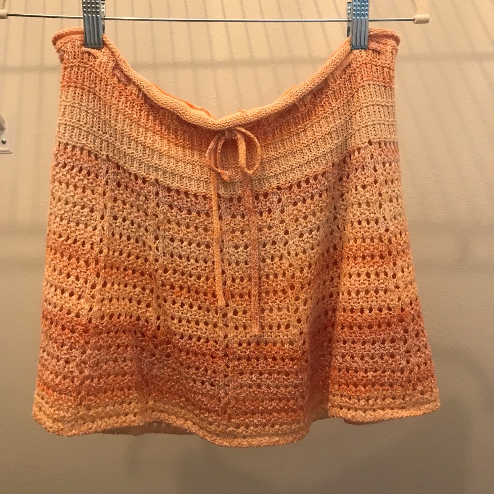 NWT American Eagle Outfitters Orange Peach Crochet Skirt size medium